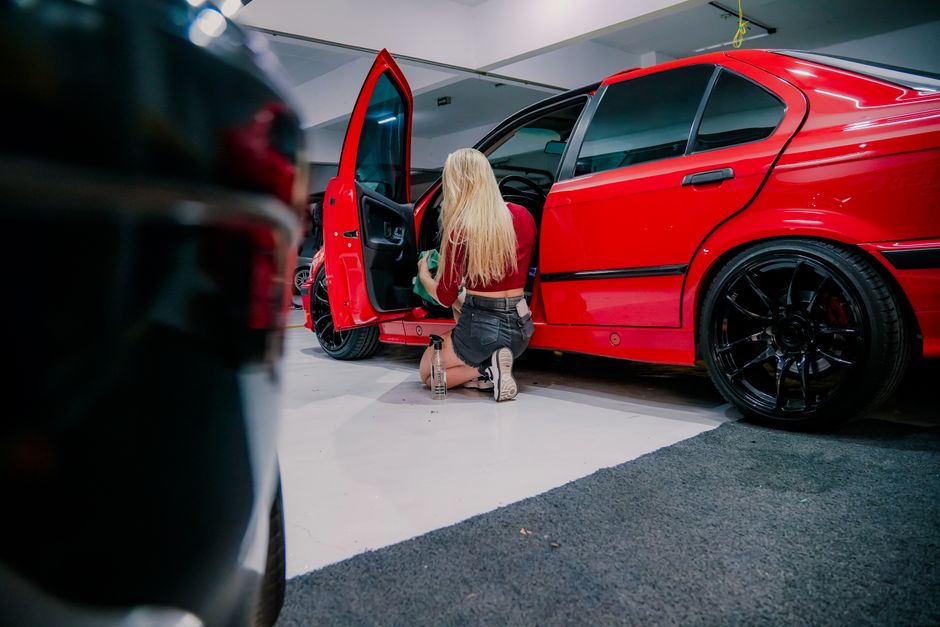 Deep cleaning and conditioning during interior detailing